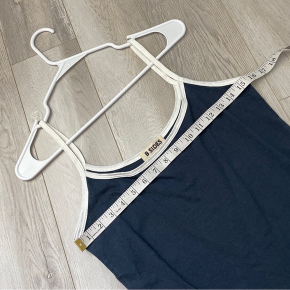 B Sides Tank Top cotton silk contrast trim cami womens Navy Blue (medium) basic - Picture 3 of 6